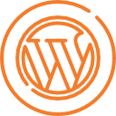 The orange circle with the WordPress logo represents home.