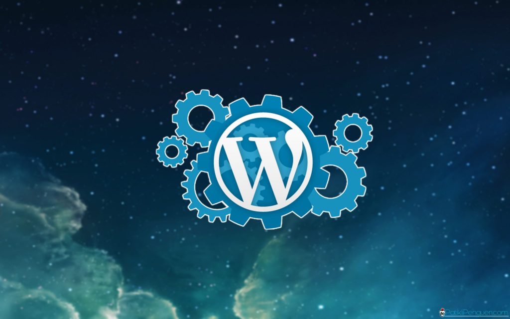 Wordpress logo incorporating gears.