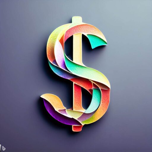 Marketing budget. Colorful dollar sign. Header image for article about marketing budget.
