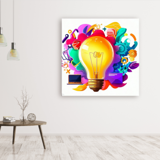 A vibrant light bulb adorning a living room wall, showcasing successful content marketing strategies for local businesses.