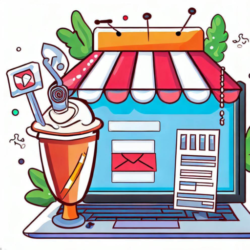 A cartoon image of a laptop with a cup of coffee and a cup of ice cream showcasing digital marketing services for restaurants.