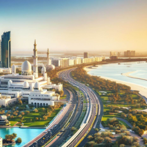 An aerial view of Abu Dhabi showcasing its digital marketing boom.