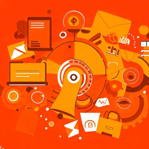 A vibrant orange background showcasing a variety of objects.