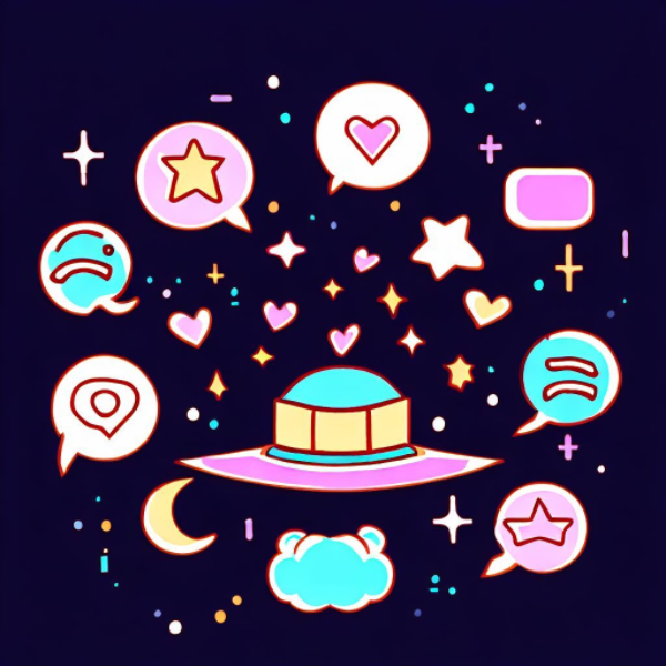 An image of a space hat and stars.