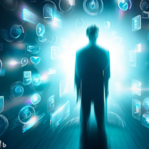 A man standing in front of a glowing light emphasizing the important role of user experience in SEO.