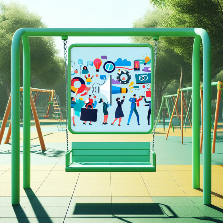 A swing in a park with people on it.