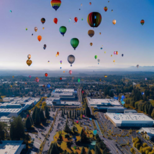 A group of hot air balloons revolutionizing the marketing game in Hillsboro.