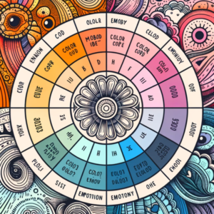 A colorful color wheel with doodles on it that explores the psychology of color in branding and its influence on consumer behavior.