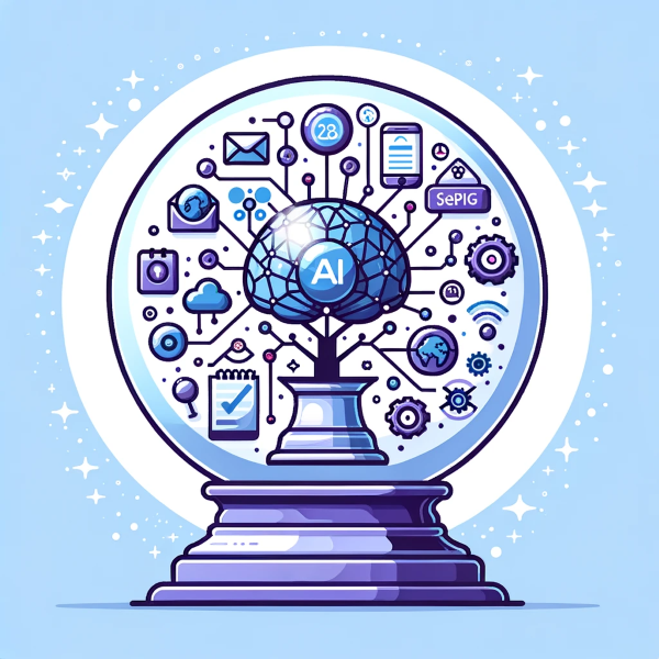 A snow globe with a tree inside of it, exploring the Future of AI in Digital Marketing Strategies.