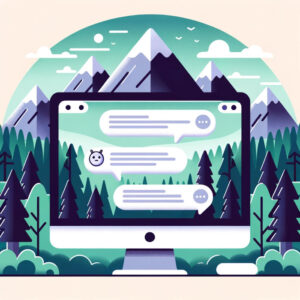 An illustration of a computer screen with a mountain background, highlighting AI & Automation's Impact on Oregon's Digital Marketing.