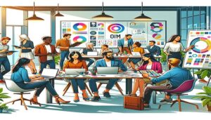 A group of brilliant people working together in an office in Portland.