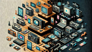 Isometric illustration of various electronic devices, providing a comprehensive guide to understanding digital marketing.