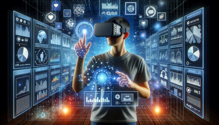 A person experiencing a comprehensive understanding of virtual reality through wearing goggles.