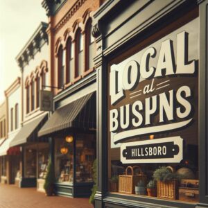 A storefront in Hillsboro with a sign that says "local.