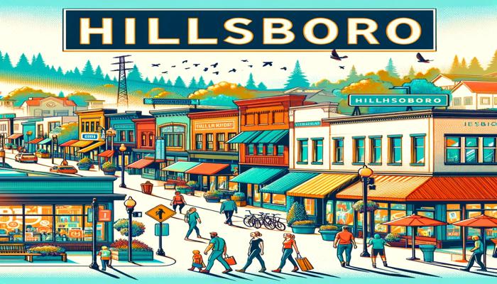 An illustration of the town of Hillsboro showcasing its unique charm and beauty.