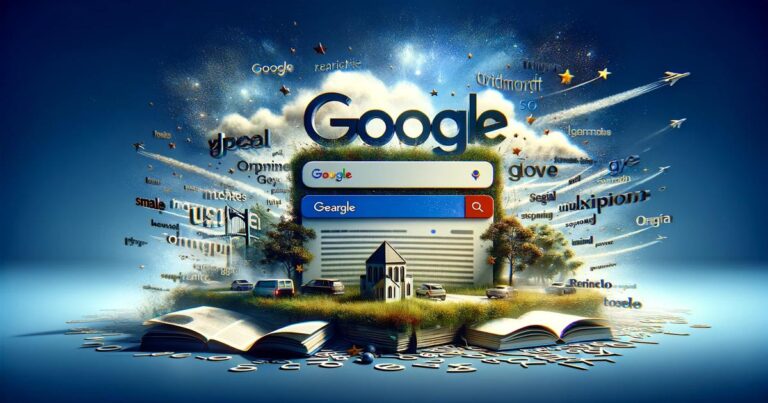 A Google search engine on a blue background designed for small business online marketing in Oregon.