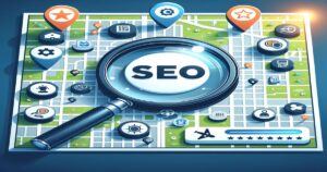 Exploring the landscape of search engine optimization: navigating through the complexities of Top Local SEO strategies and practices with a magnifying glass.