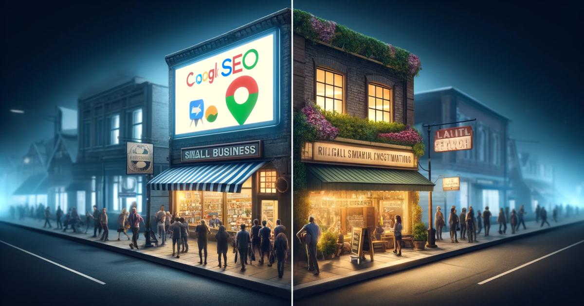 A before-and-after representation of a small business storefront in your area, highlighting the impact of affordable SEO solutions and digital marketing on customer attraction and engagement.